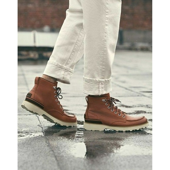 ?HP? SOREL Caribou Moc Toe Waterproof Boot Men\'s Sz 8 Dark Caramel Oatmeal NEW